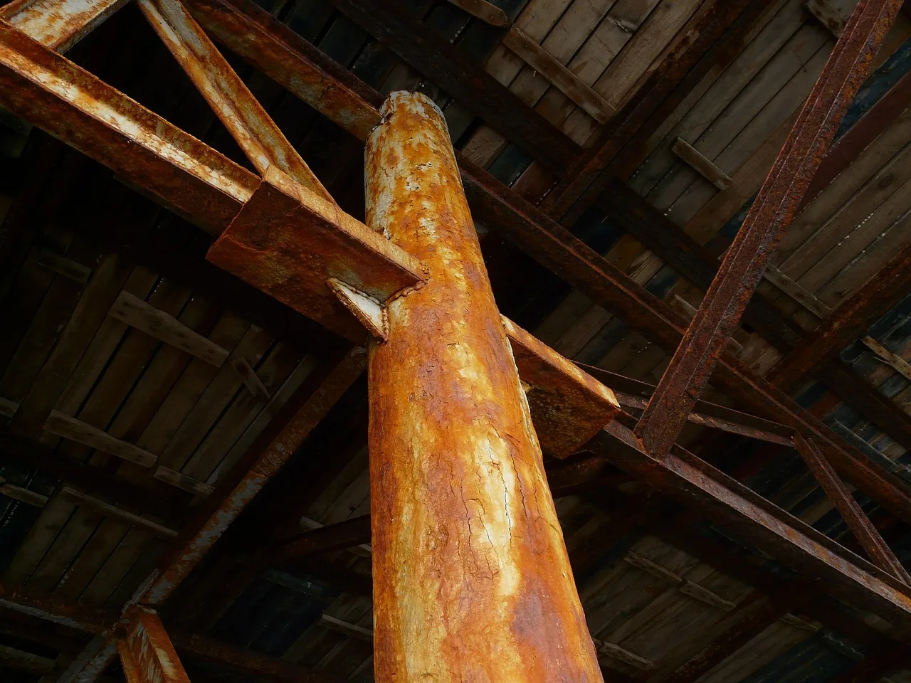 steel beams, iron construction, construction, rust, rusted, metal, deposit, rusty red, auburn, oxidation, corrosion, decay, old, time, weathered, surface, structure